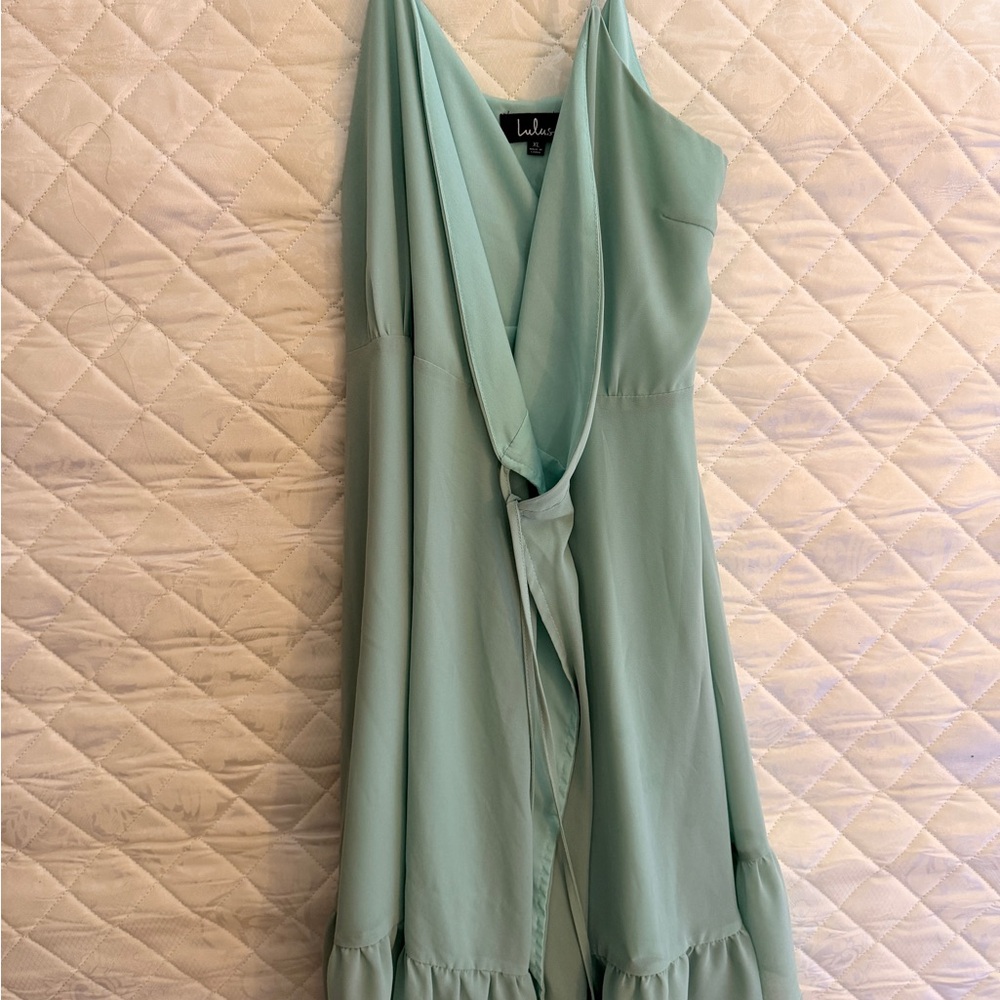 Lulu's Light Green Ruffle Hem Mini Dress - Picture 3 of 4